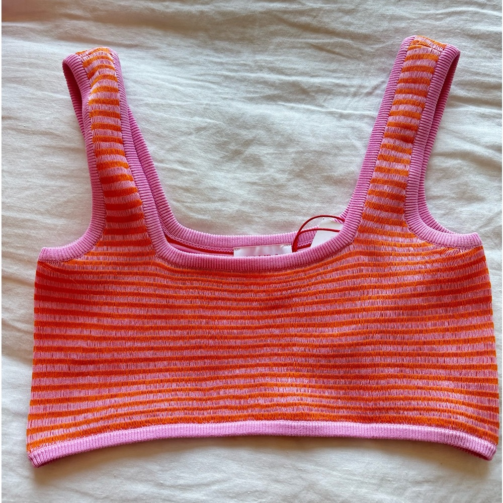 Brand new solid and striped top
